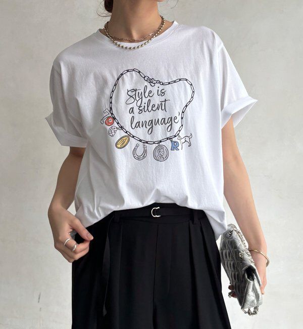  「【WEB限定】刺繍&times;プリントチャームイラストTEE」|Tシャツ・カットソー|