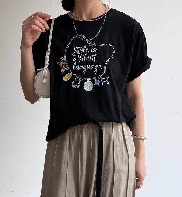  「【WEB限定】刺繍&times;プリントチャームイラストTEE」|Tシャツ・カットソー|
