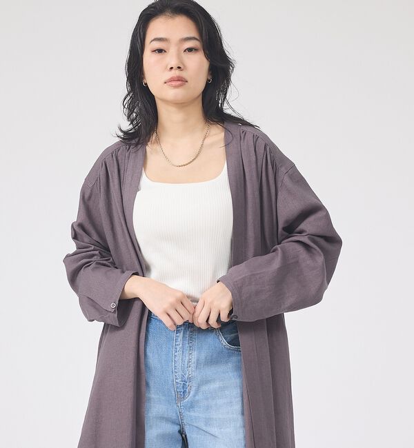 Rouge vif「【セットアップ対応】リネンロングトッパー/シャツ/カーディガン/羽織【予約】」|シャツ・ブラウス|