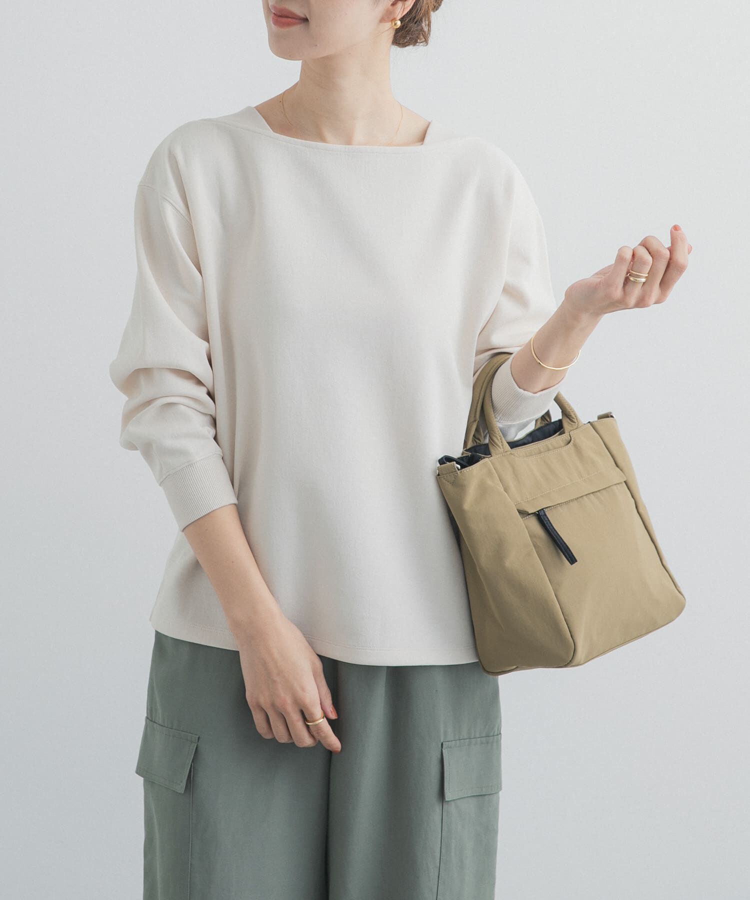 URBAN RESEARCH DOORS「強撚ダンボールボートネックプルオーバー」|Tシャツ・カットソー|