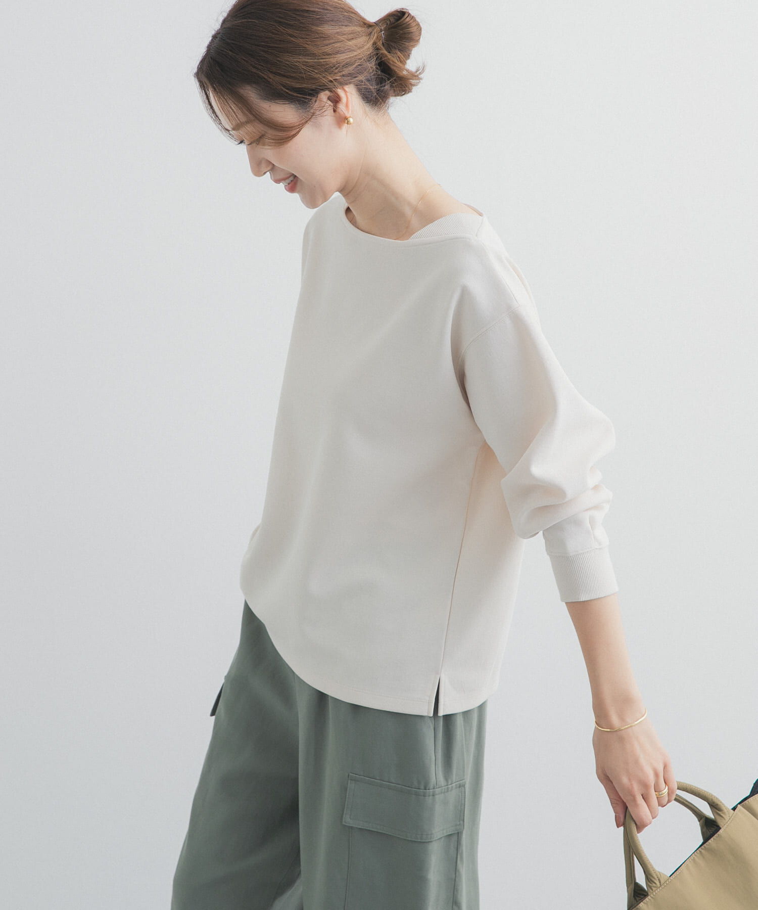 URBAN RESEARCH DOORS「強撚ダンボールボートネックプルオーバー」|Tシャツ・カットソー|