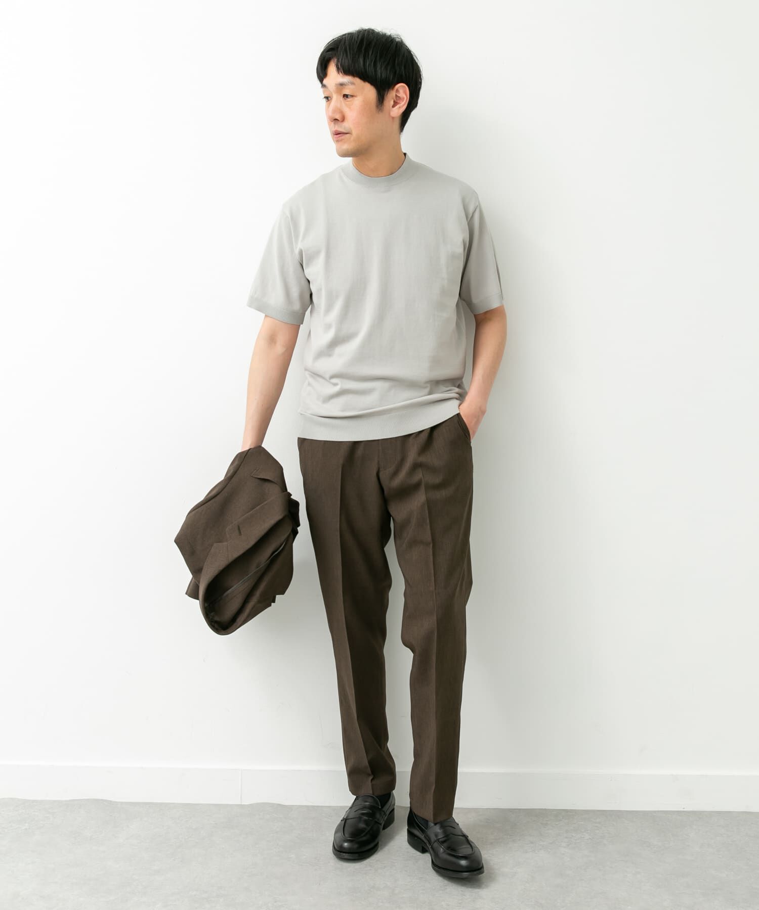 URBAN RESEARCH DOORS「LIFE STYLE TAILOR　ハイゲージクルーネック半袖ニット」|シャツ・ブラウス|