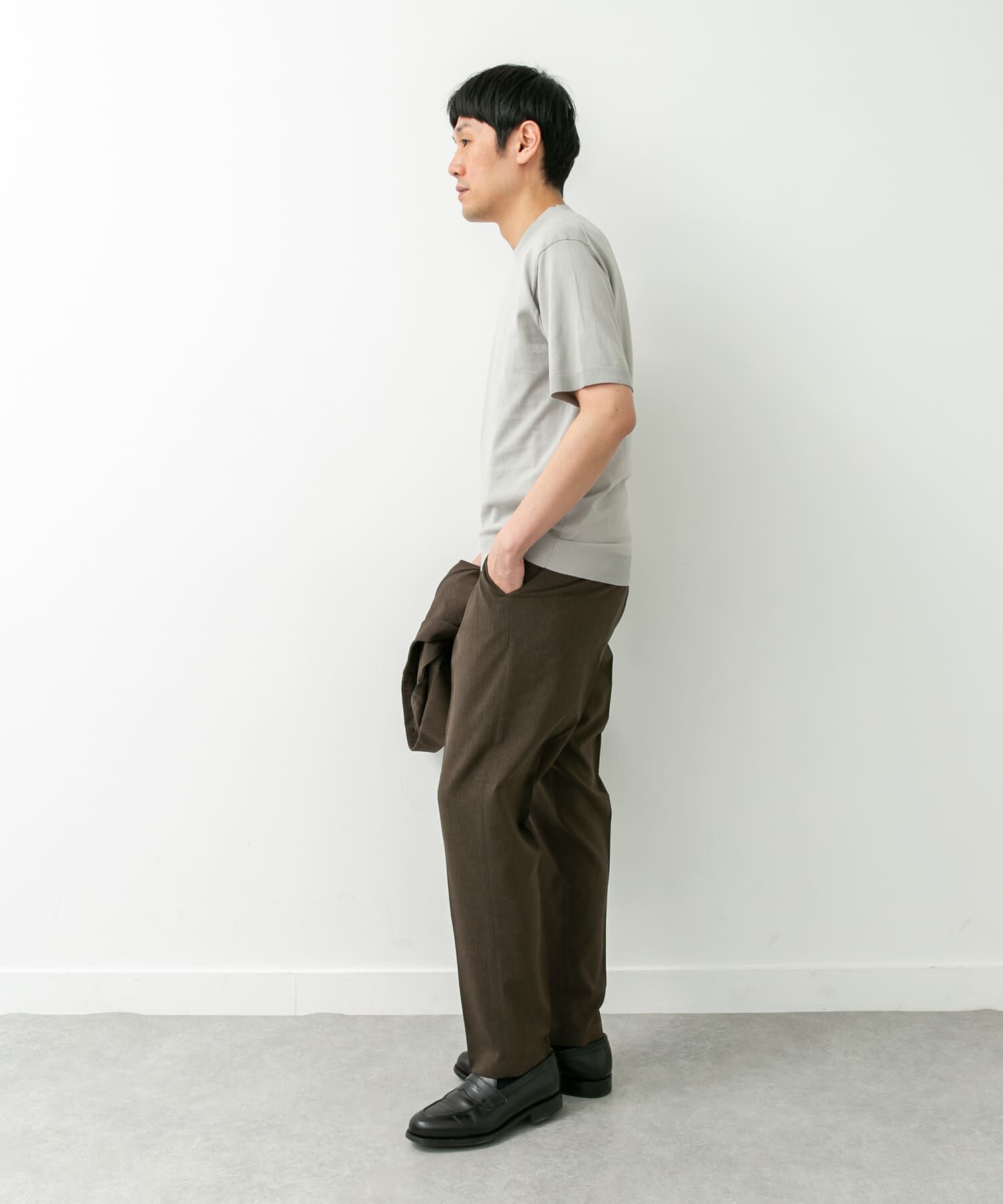 URBAN RESEARCH DOORS「LIFE STYLE TAILOR　ハイゲージクルーネック半袖ニット」|シャツ・ブラウス|