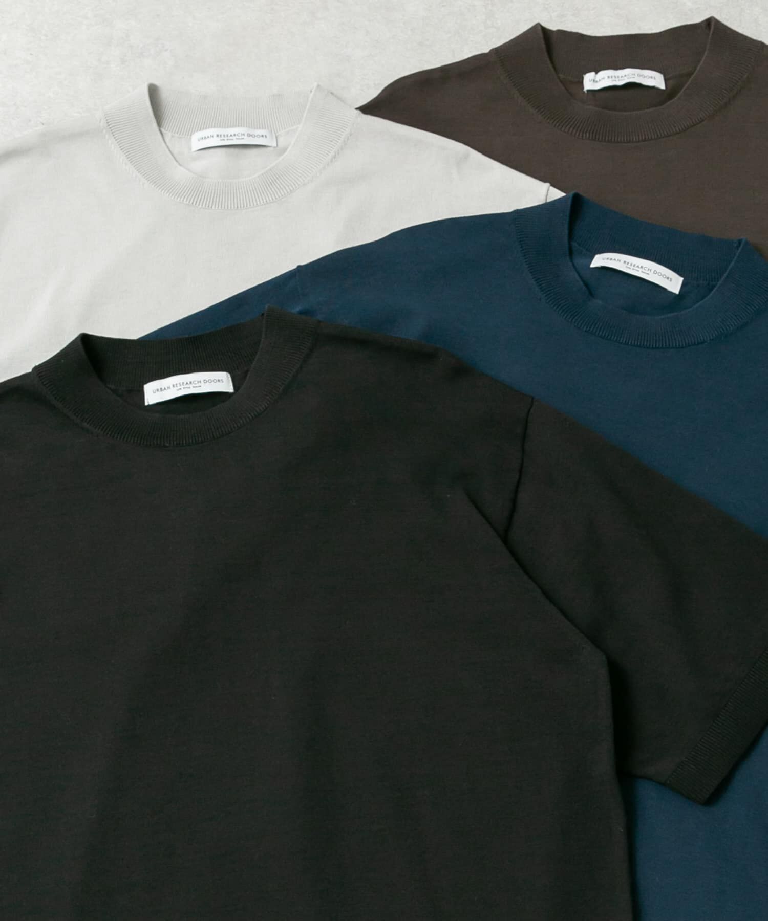 URBAN RESEARCH DOORS「LIFE STYLE TAILOR　ハイゲージクルーネック半袖ニット」|シャツ・ブラウス|ブラック