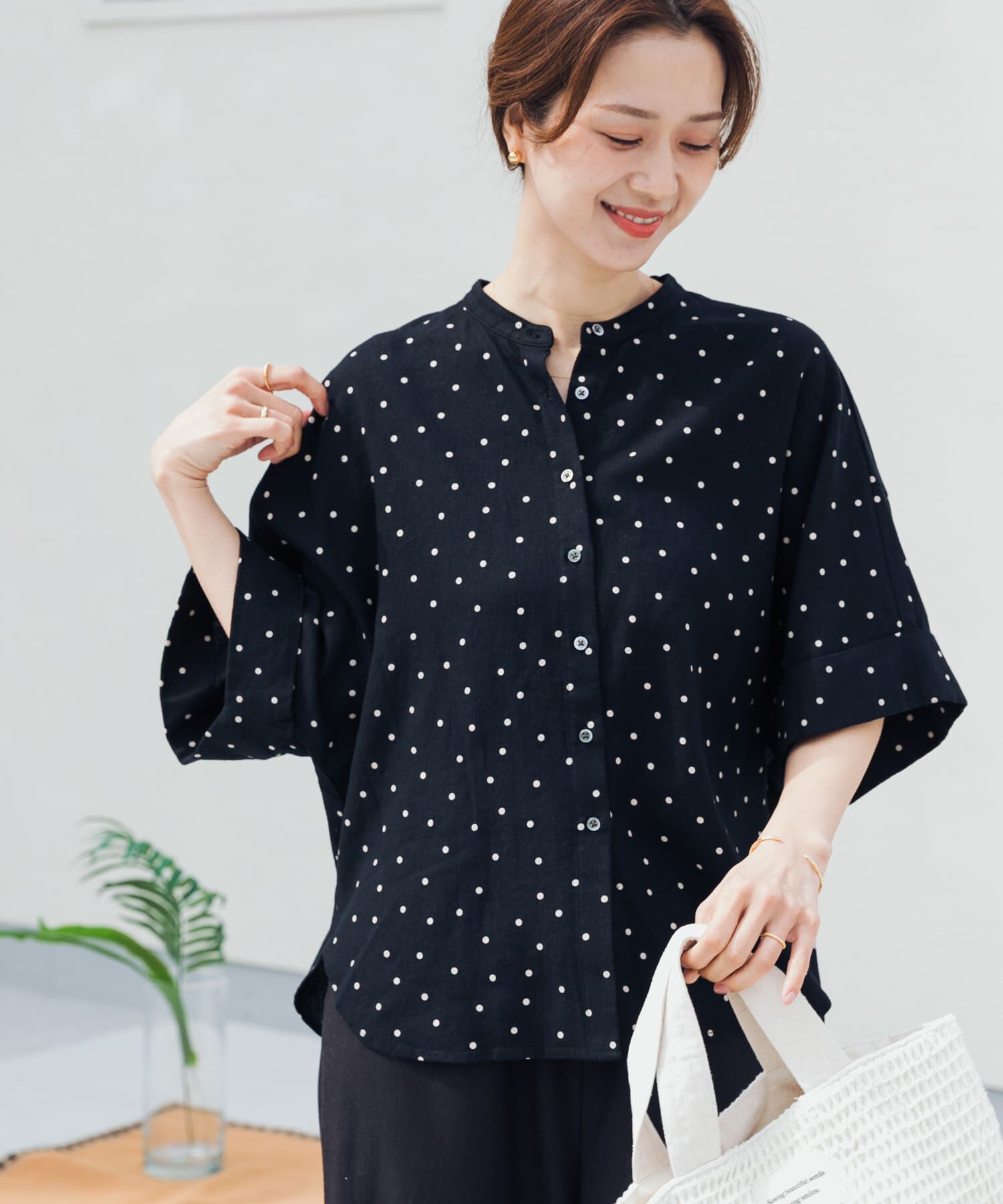 URBAN RESEARCH DOORS「リネンリヨセルドットドルマンシャツ」|シャツ・ブラウス|