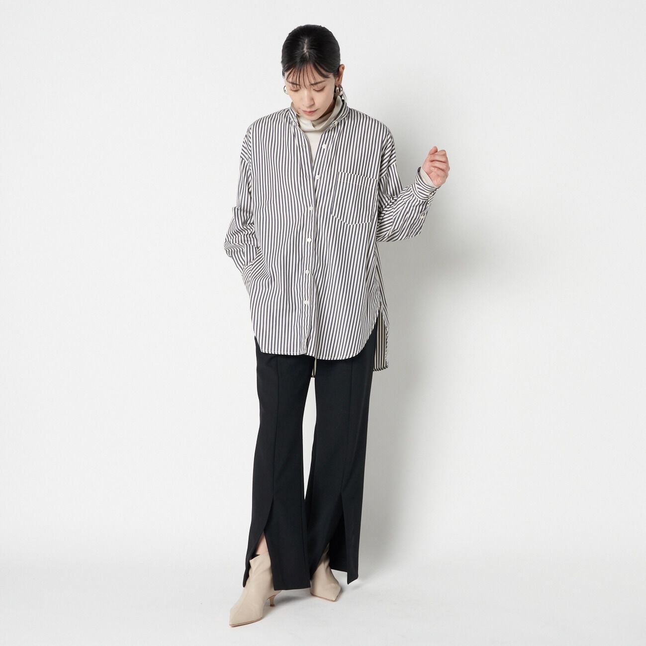 HELIOPOLE「HELIOPOLE WOOL FLARE PANTS」|チノ|