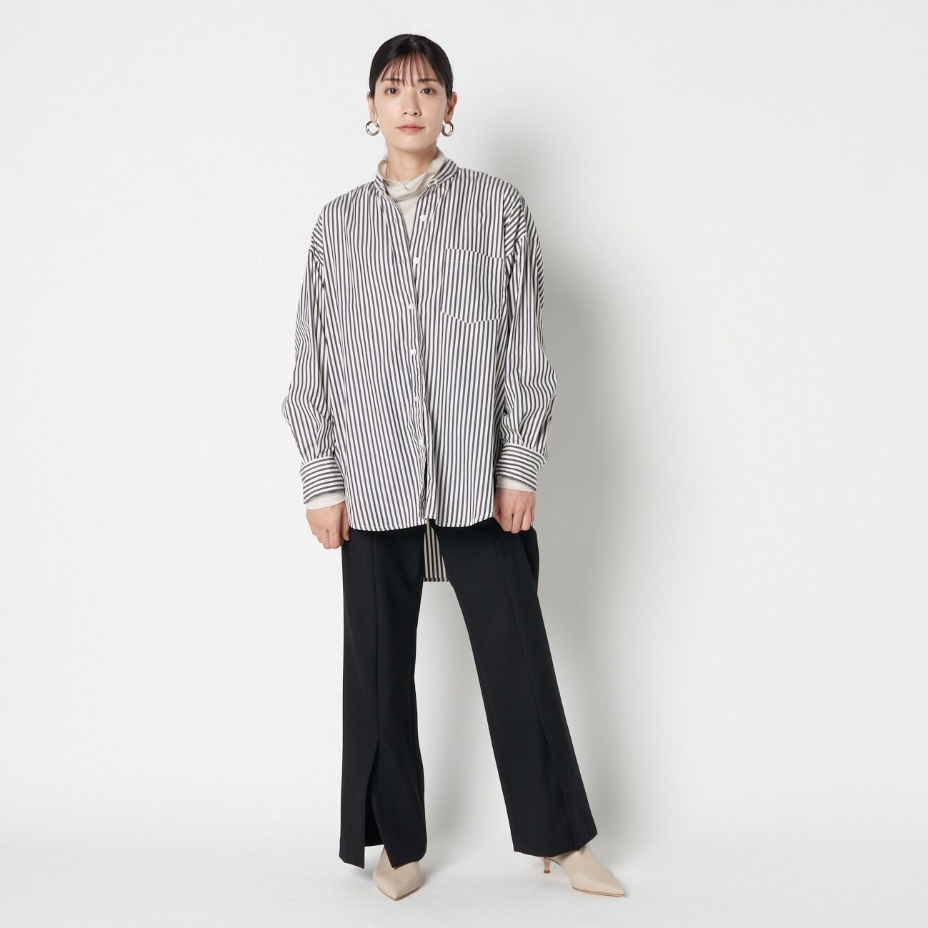 HELIOPOLE「HELIOPOLE WOOL FLARE PANTS」|チノ|
