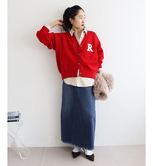  「★再入荷《手洗い可能》サガラ刺繍Vカーディガン」|カーディガン|