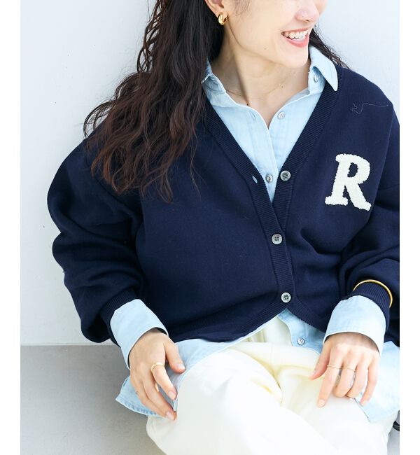  「★再入荷《手洗い可能》サガラ刺繍Vカーディガン」|カーディガン|