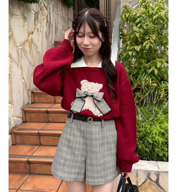  「リボン付きくまちゃんニット」|ニット・セーター|