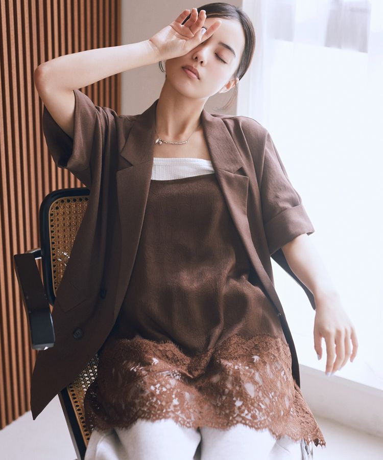 earth music&ecology「【一部WEB限定】レーストリムキャミソール」|ベスト・ジレ|Brown