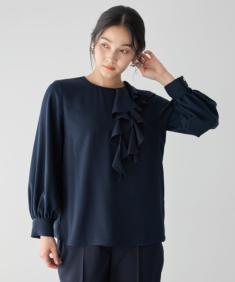 YECCA VECCA「アシメラッフルブラウス」|シャツ・ブラウス|Navy