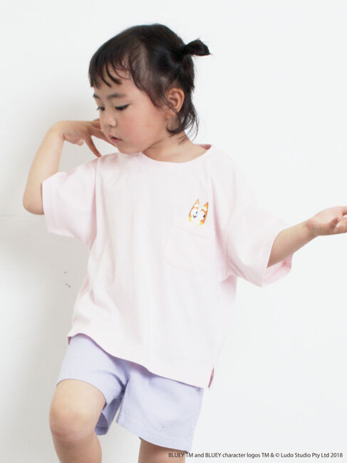 Samansa Mos2 Lagom「【ブルーイ】ポケット付きプリントTシャツ」|Tシャツ・カットソー|ピンク