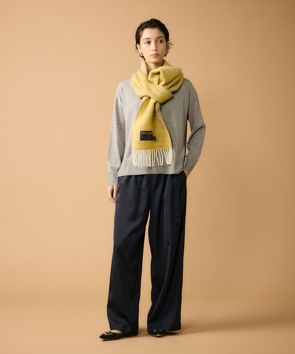 Le Souk「ミックスヤーン フリンジマフラー《TWEED MILL/ツイードミル》」|ストール|
