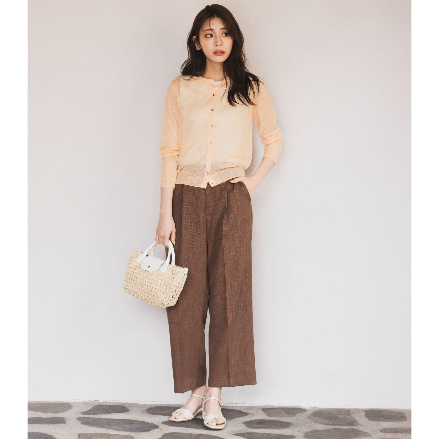 grove「【洗える/名品】大人の透け感、シアーカーディガン」|カーディガン|