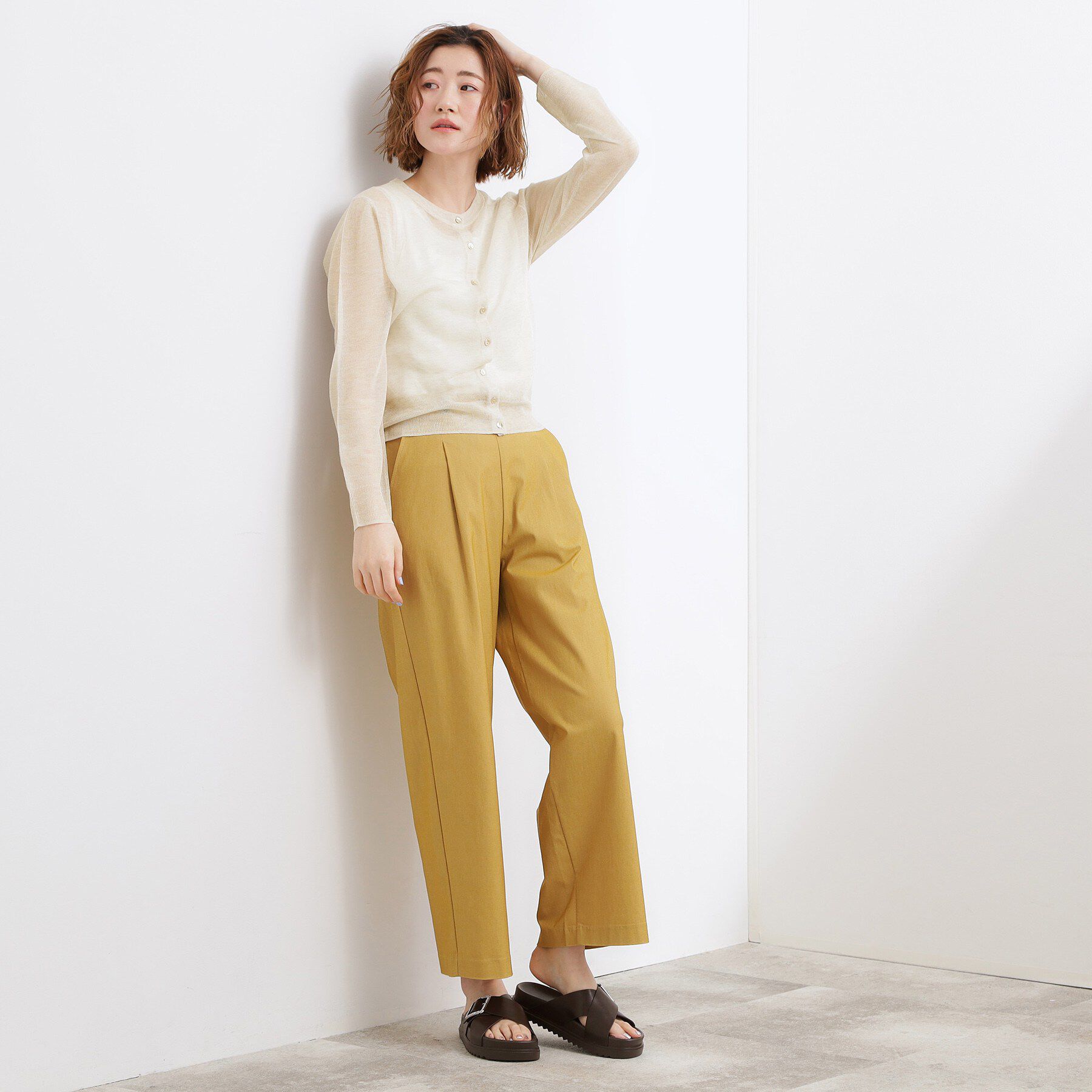 grove「【洗える/名品】大人の透け感、シアーカーディガン」|カーディガン|