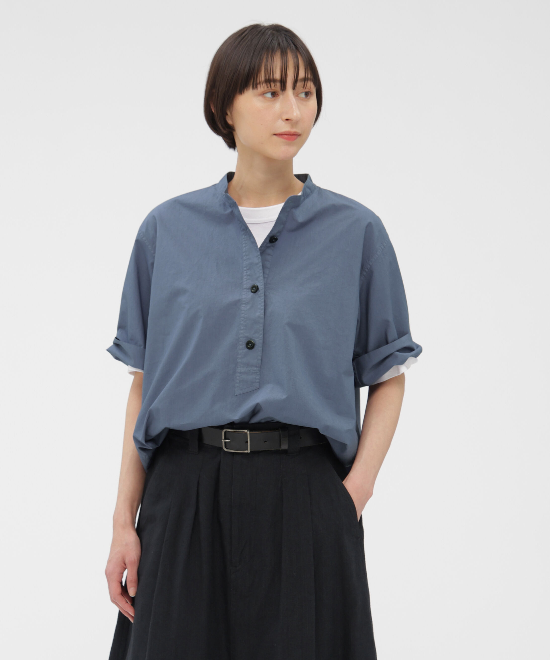 MHL.「COTTON RAMIE POPLIN SHIRT」|シャツ・ブラウス|MID BLUE3
