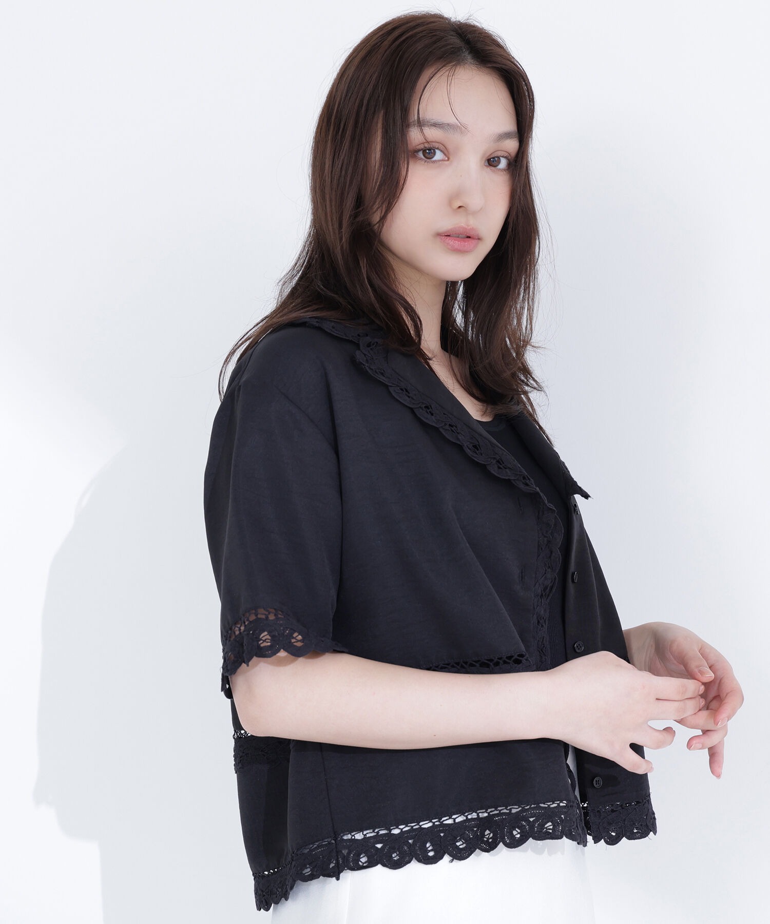  「レーストリンミングシャツ」|シャツ・ブラウス|