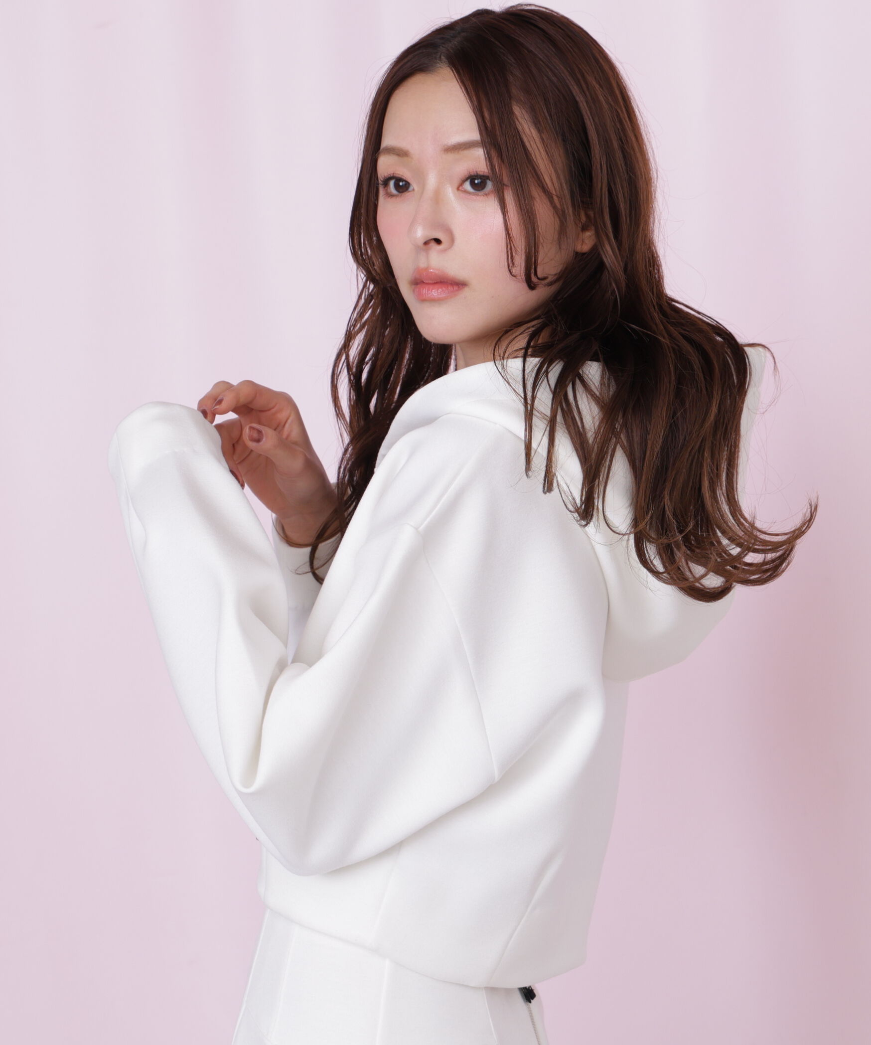  「ダイバー素材ショート丈フーディ」|Tシャツ・カットソー|