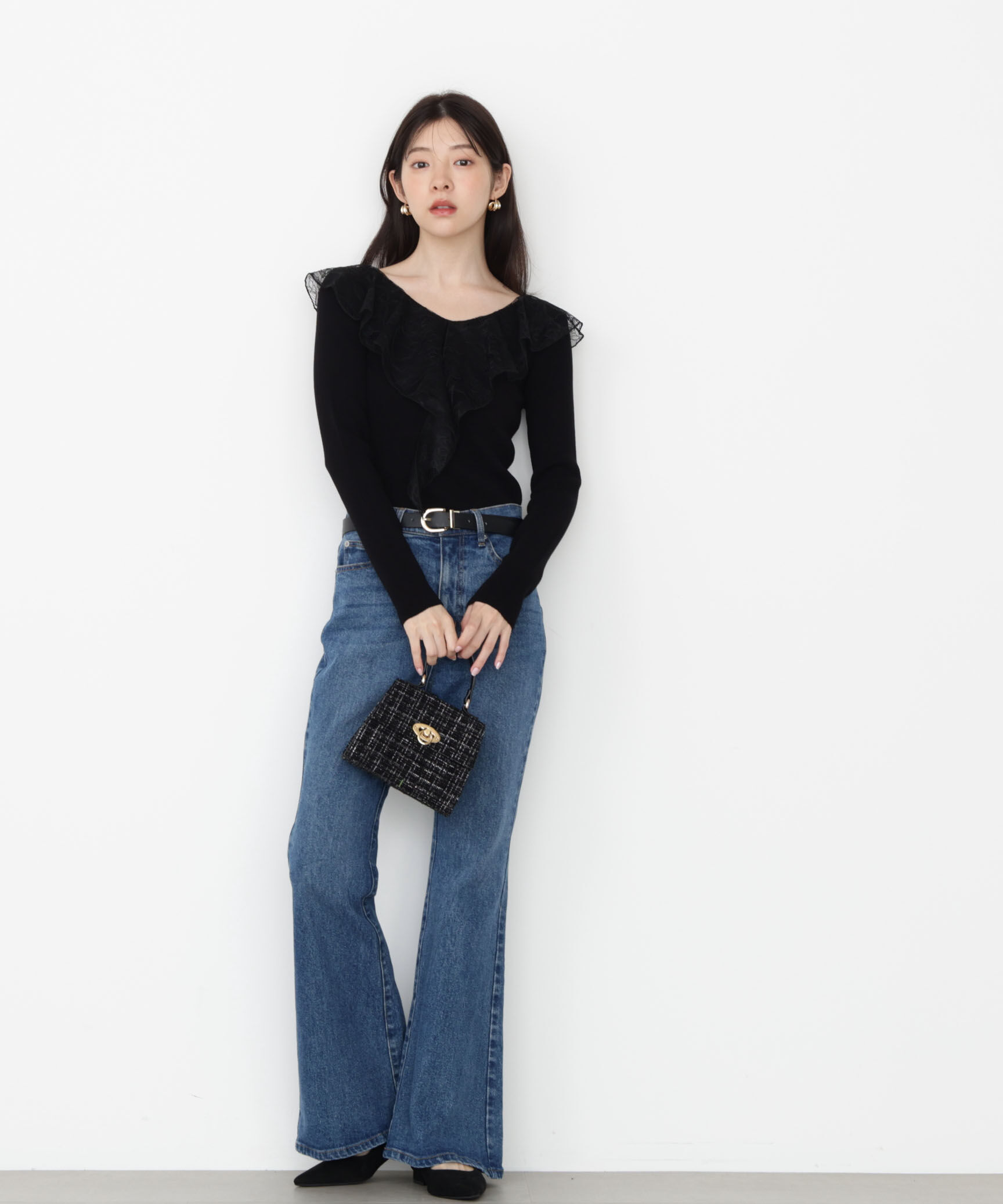 PROPORTION BODY DRESSING「レースフリルニット 25AW」|ニット・セーター|