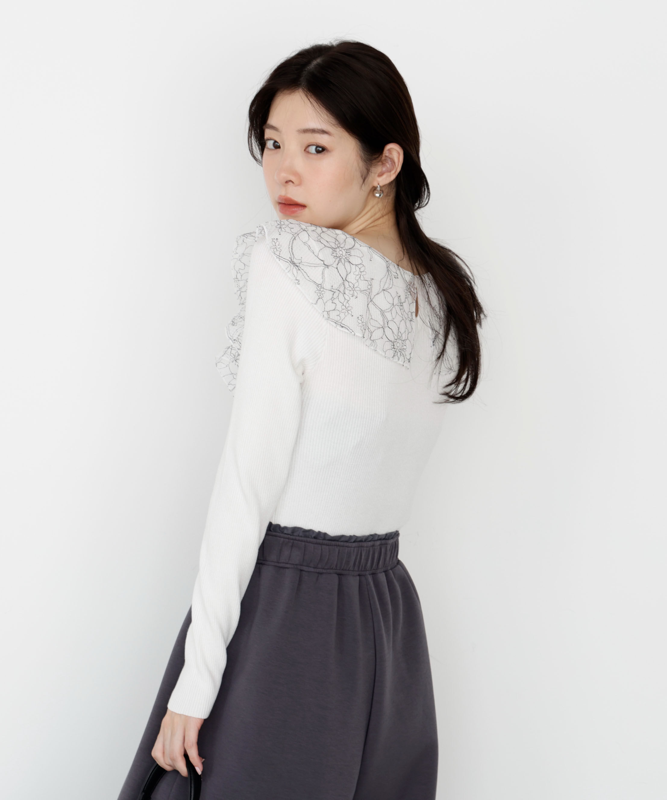 PROPORTION BODY DRESSING「レースフリルニット 25AW」|ニット・セーター|