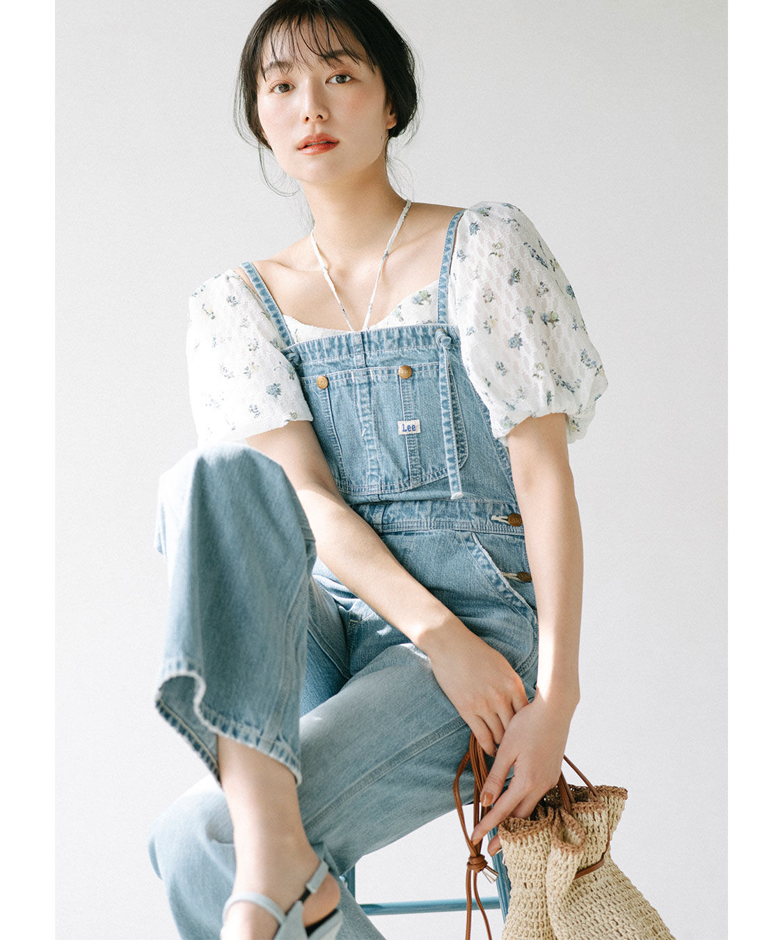 COCO DEAL「《COCO DEAL/Lee》ストレートスリムデニムサロペット」|オールインワン|ライトブルー