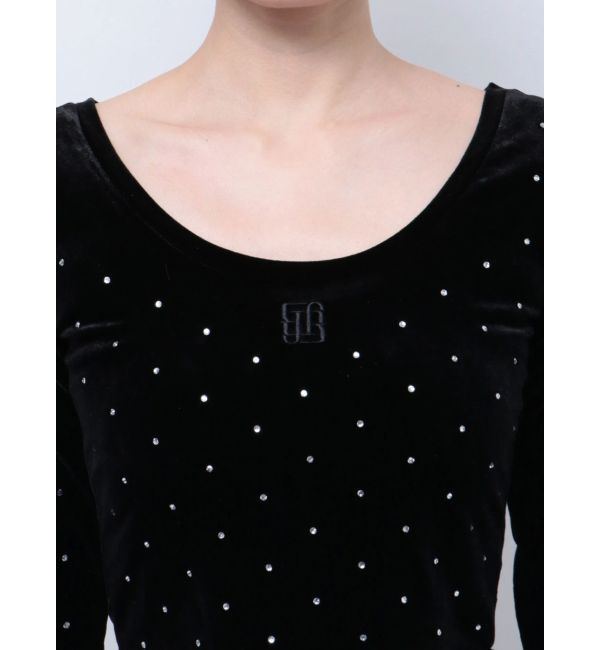 GYDA「GYGY embroideryラインストーンベロアトップス」|Tシャツ・カットソー|