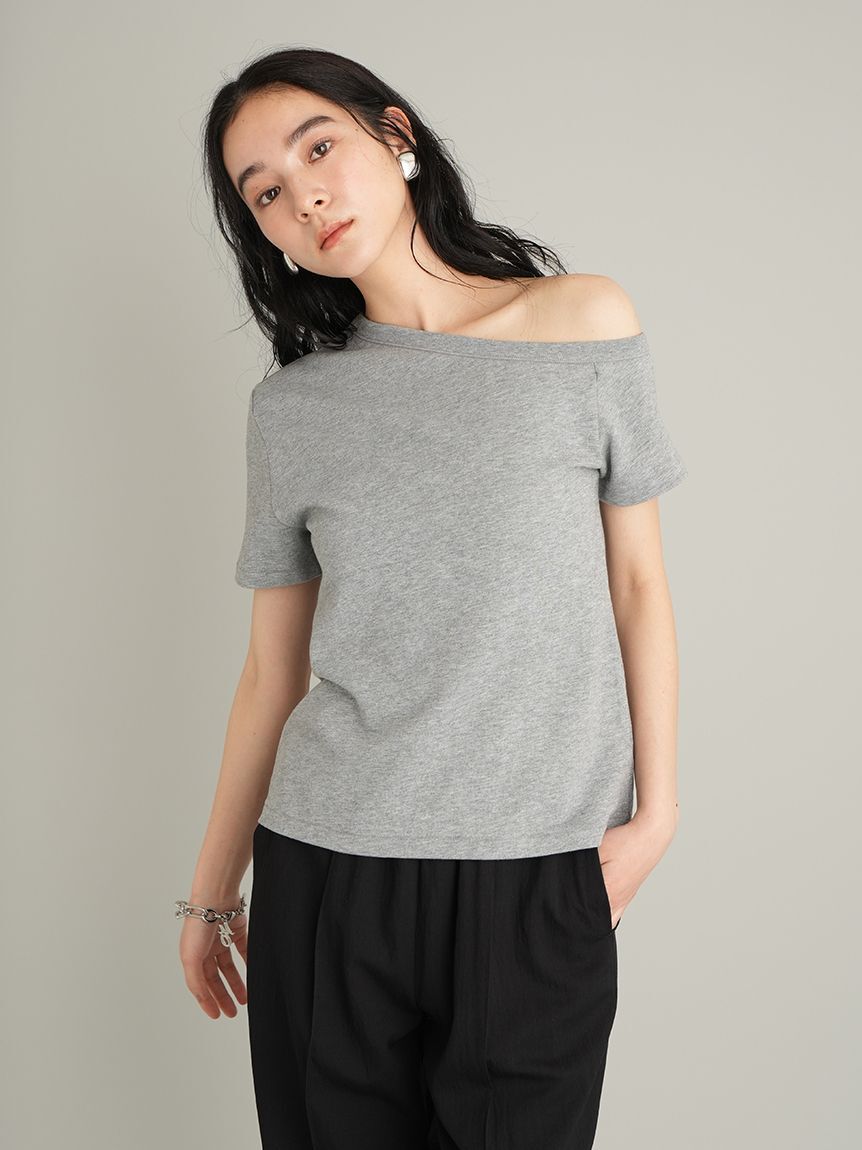 Mila Owen「アシンメトリーネックＴシャツ」|Tシャツ・カットソー|GRY