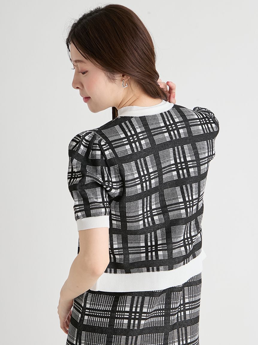 CELFORD「【洗える】【WEB限定カラー】チェックジャカードミニニットワンピースセット」|ワンピース|
