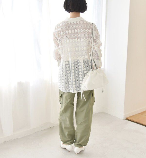 quaranciel「quaranciel:〈手洗い可能〉クロシェ レース ペプラム シャツ ブラウス」|シャツ・ブラウス|