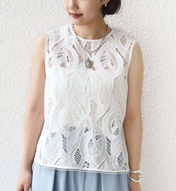 SHIPS for women「〈手洗い可能〉刺繍 レース ノースリーブ プルオーバー」|その他|