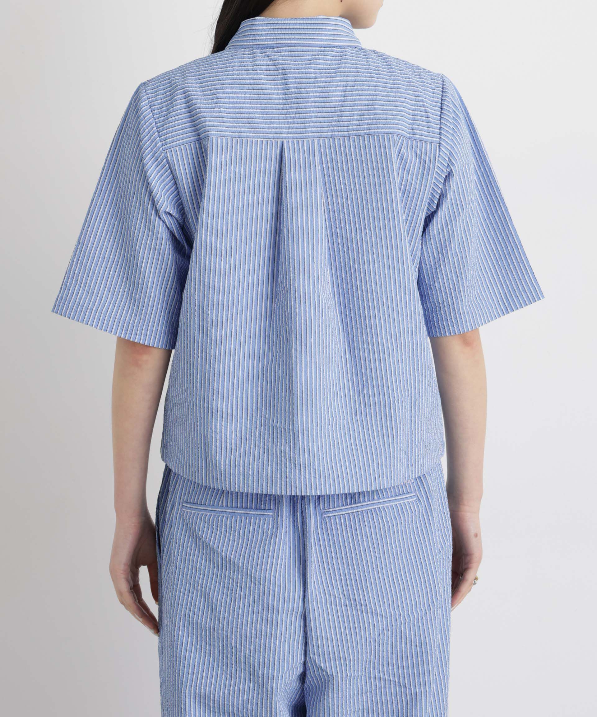 nano･universe「THOUSAND MILE/SEERSUCKER STRIPE SHIRT(セットアップ可)」|シャツ・ブラウス|