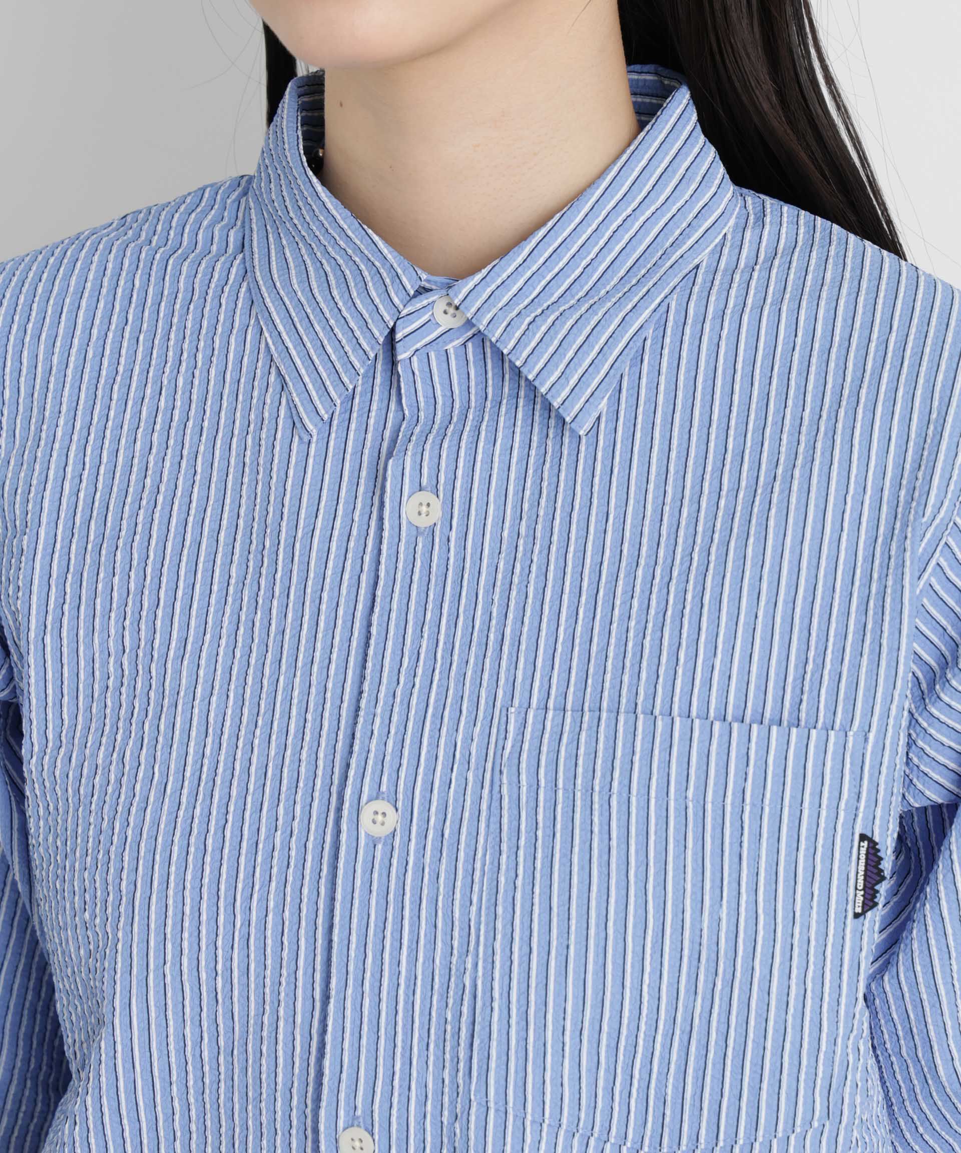 nano･universe「THOUSAND MILE/SEERSUCKER STRIPE SHIRT(セットアップ可)」|シャツ・ブラウス|