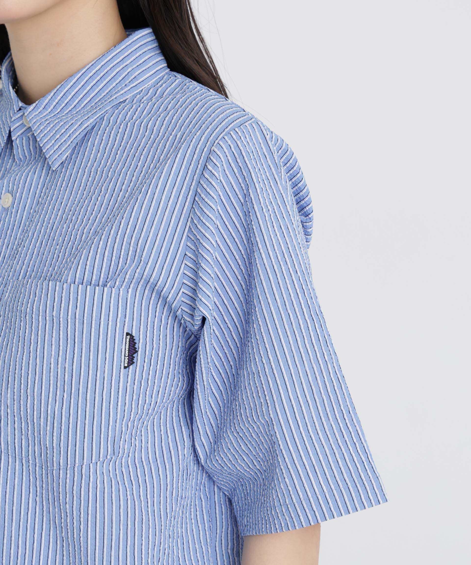 nano･universe「THOUSAND MILE/SEERSUCKER STRIPE SHIRT(セットアップ可)」|シャツ・ブラウス|