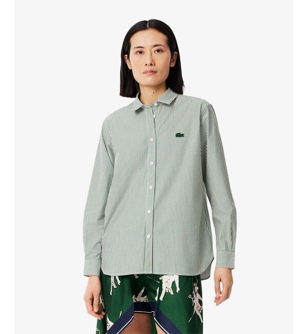 LACOSTE「ベーシックストライプシャツ」|シャツ・ブラウス|グリーン
