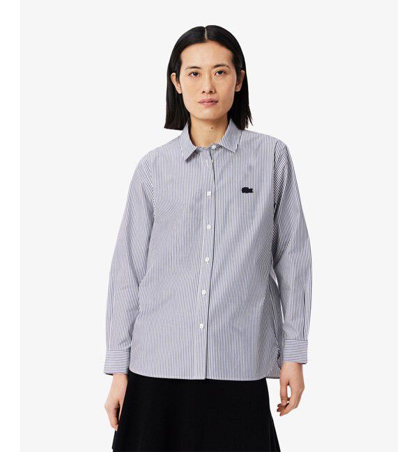 LACOSTE「ベーシックストライプシャツ」|シャツ・ブラウス|ネイビー