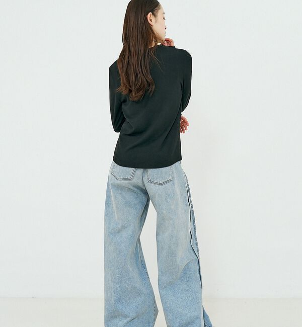 NOMINE「サイドライン ワイド デニムパンツ」|デニム|