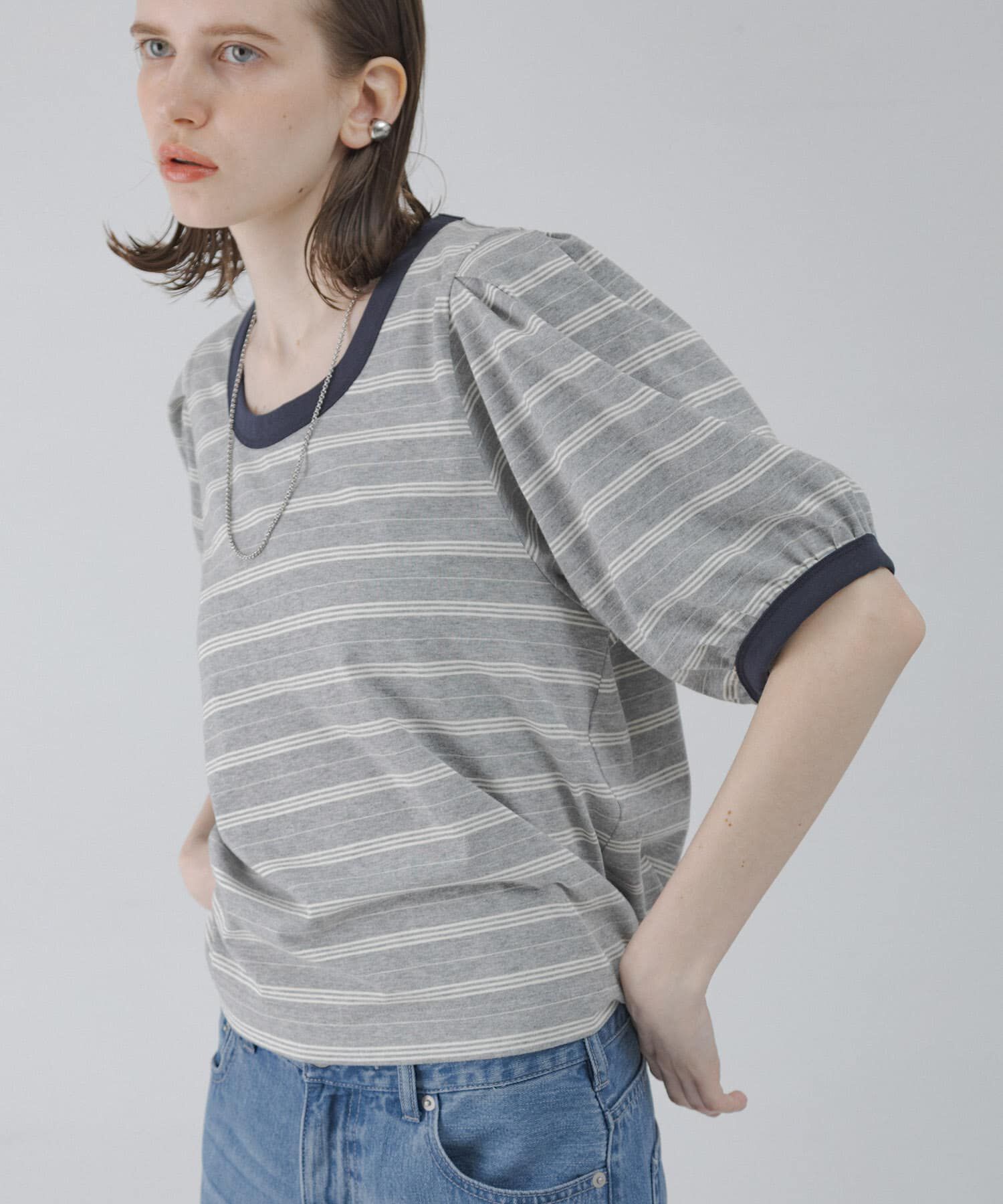 Sonny Label 「マルチボーダーパフスリプルオーバー」|Tシャツ・カットソー|