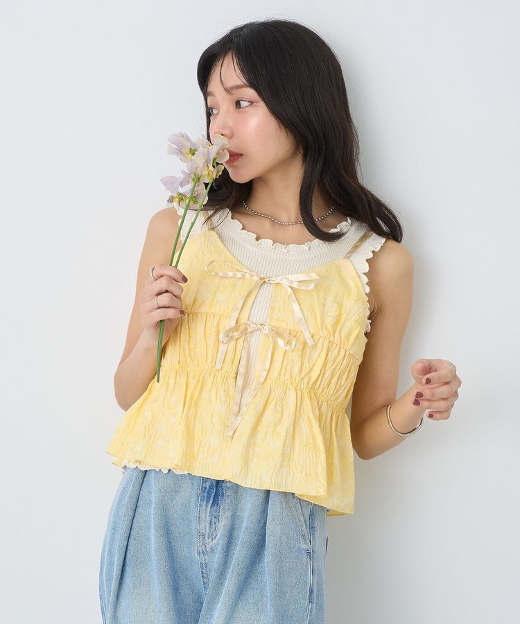 earth music&ecology「フリルニットタンクトップ」|インナー|