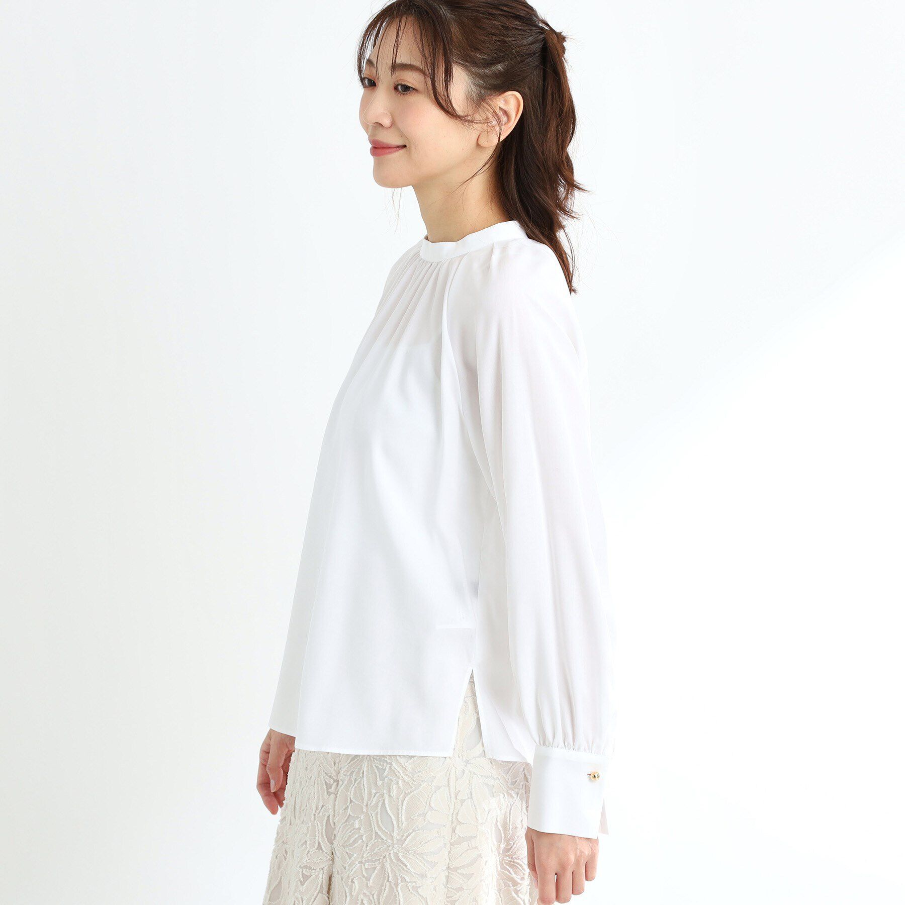 Reflect「【接触冷感／洗える】スタンドネックシャツブラウス」|シャツ・ブラウス|