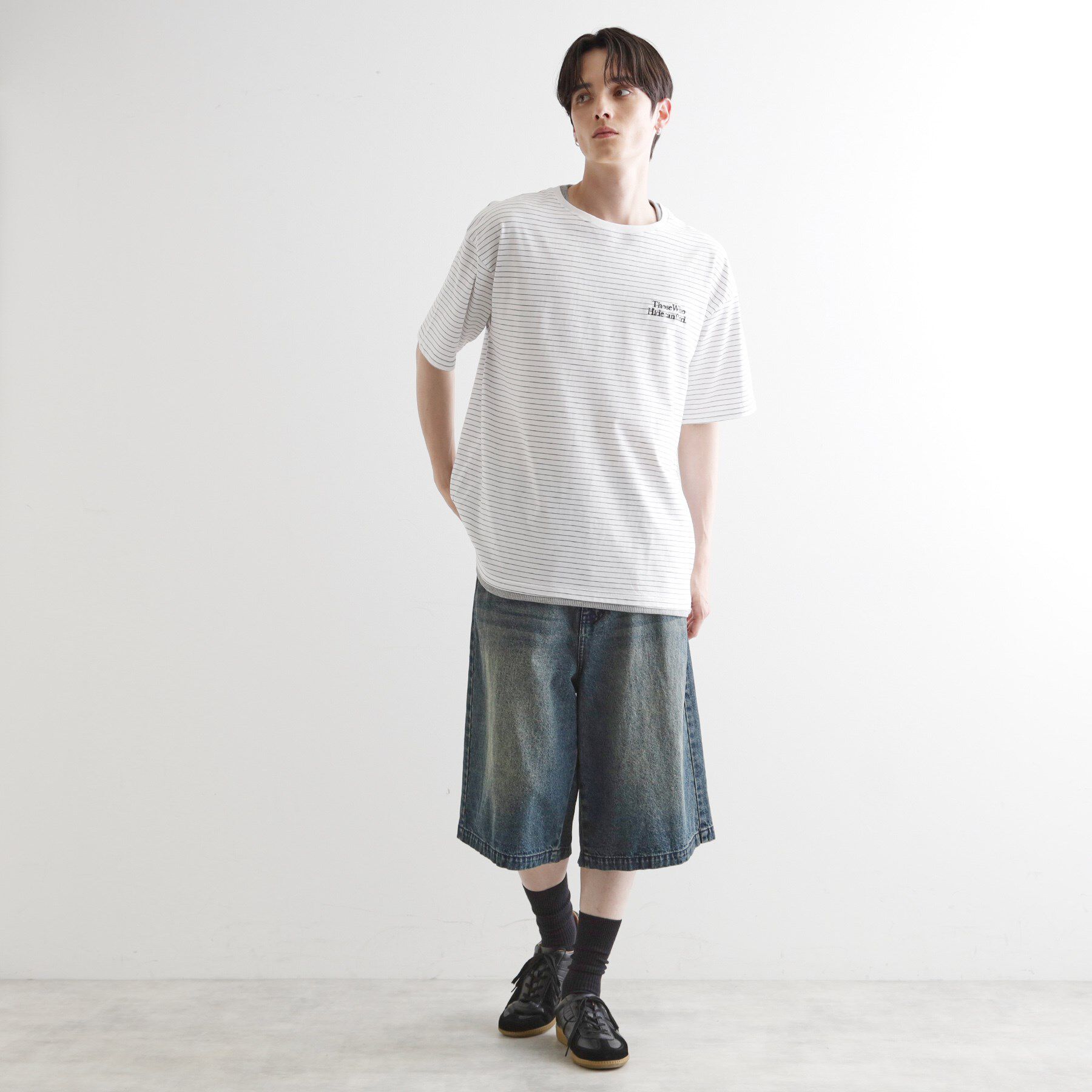 tk.TAKEO KIKUCHI「マイクロボーダーフェイクTシャツ」|Tシャツ・カットソー|