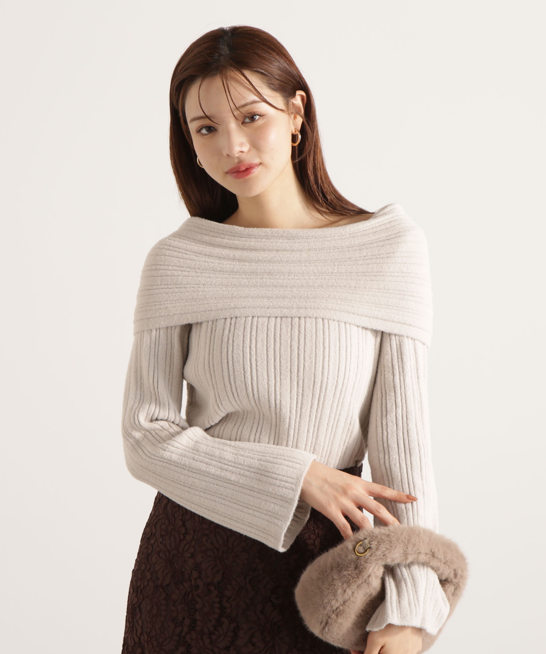 PROPORTION BODY DRESSING「ランダムリブオフショルニット 25AW」|ニット・セーター|