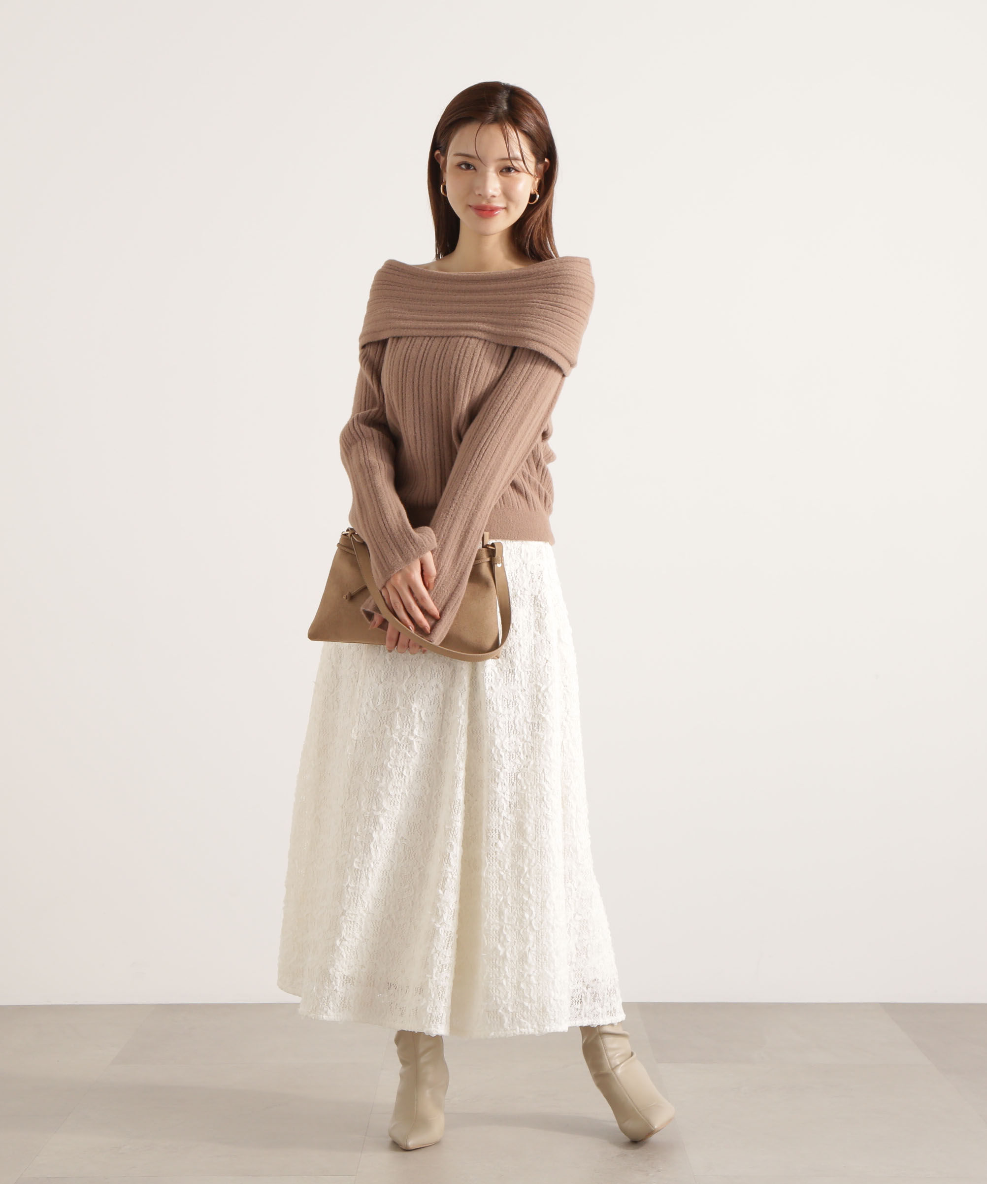 PROPORTION BODY DRESSING「ランダムリブオフショルニット 25AW」|ニット・セーター|