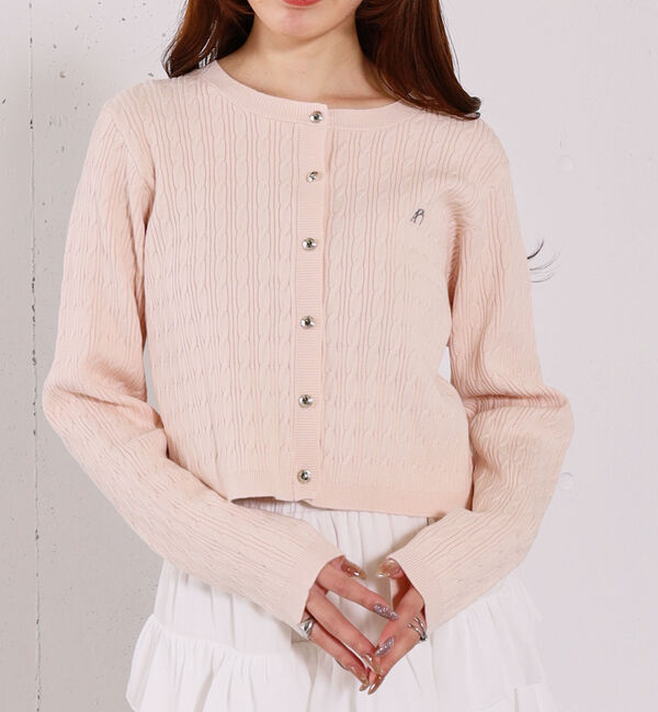 archives「ロゴ刺繍ニットカーディガン」|カーディガン|PINK