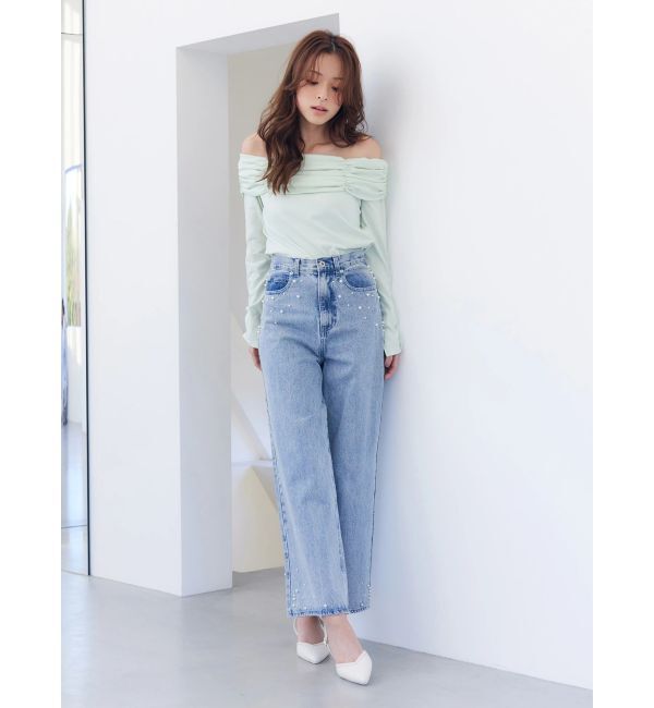 MERCURYDUO「【FILA別注】裏毛オフショルトップス」|Tシャツ・カットソー|