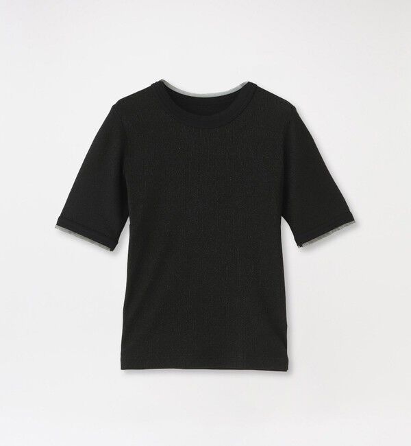  「ラメリブTシャツ」|Tシャツ・カットソー|ブラック