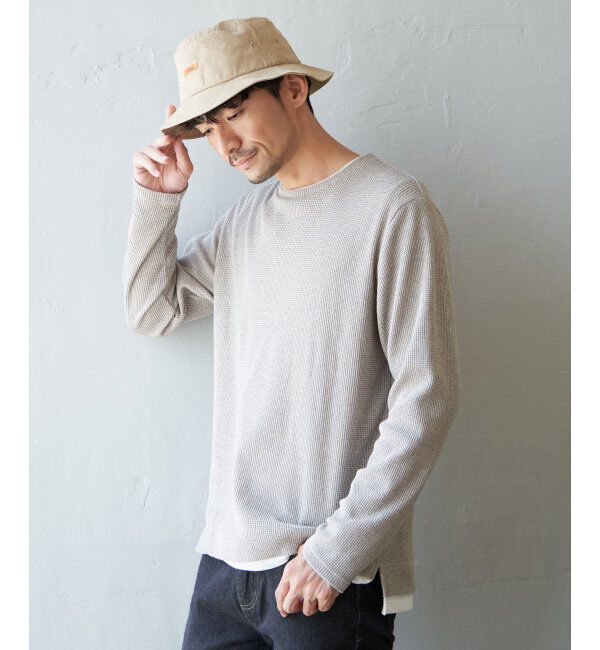 ikka「メランジワッフルフェイクロンT」|Tシャツ・カットソー|