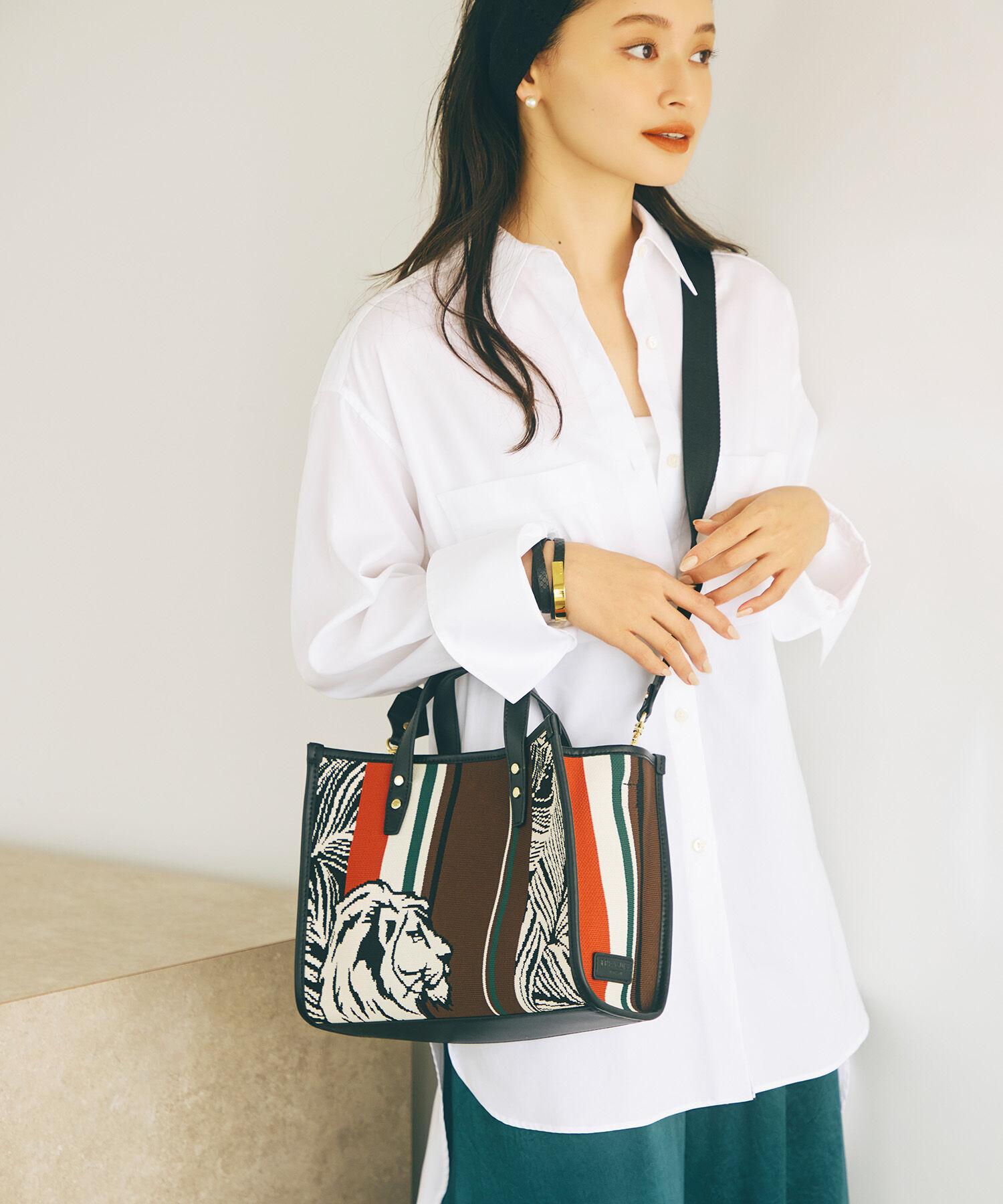 TOPKAPI TREASURE「【TREASURE TOPKAPI】ニットジャガード ライオン柄 2way ミニ トートバッグ」|トートバッグ|