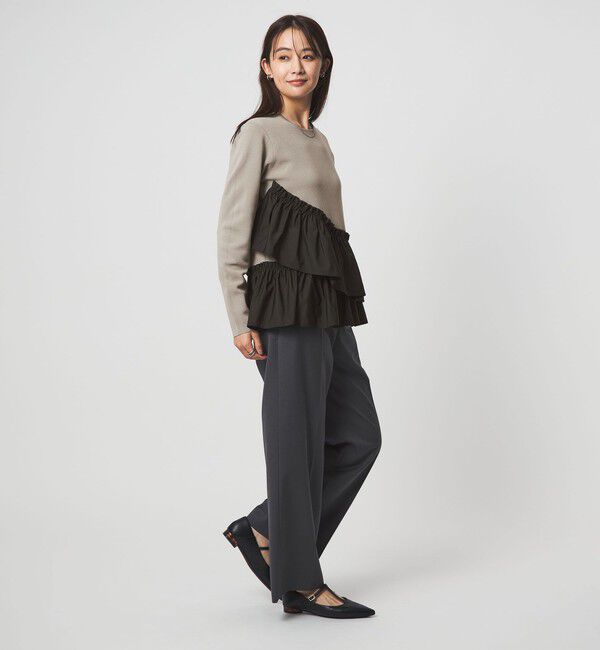 UNITED ARROWS green label relaxing「タフタ ドッキング ペプラム プルオーバー ニット ウォッシャブル」|ニット・セーター|