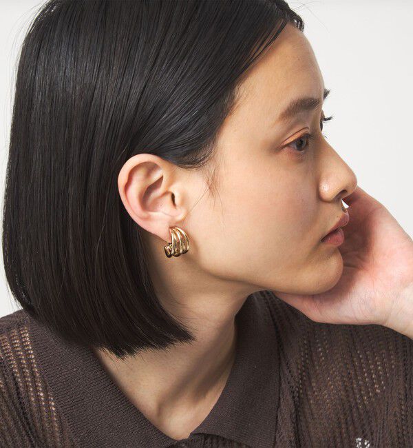 UNITED ARROWS green label relaxing「ラインミックス フープイヤリング」|イヤリング|GOLD